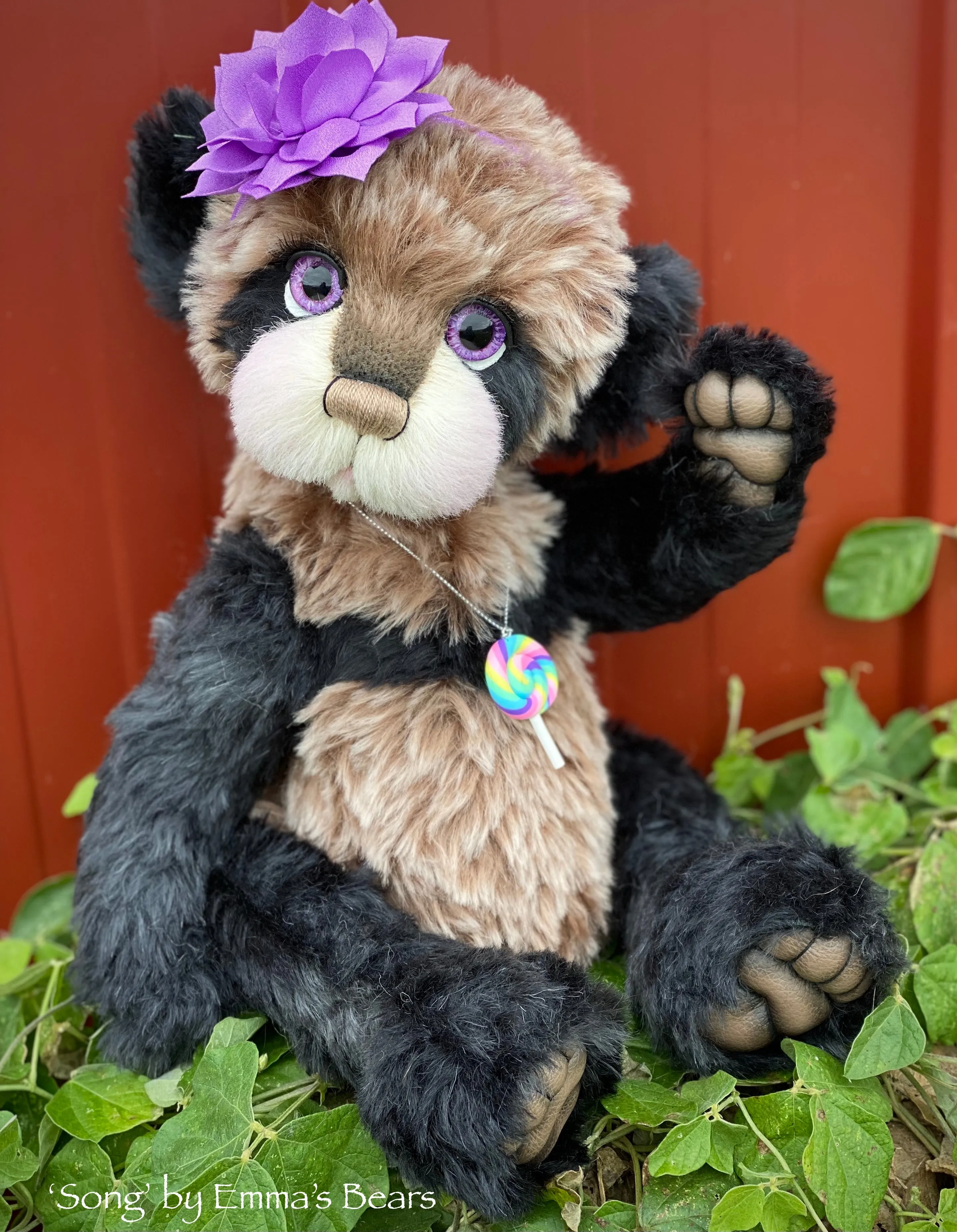 Song - 16" mohair artist panda bear by Emma's Bears  - OOAK