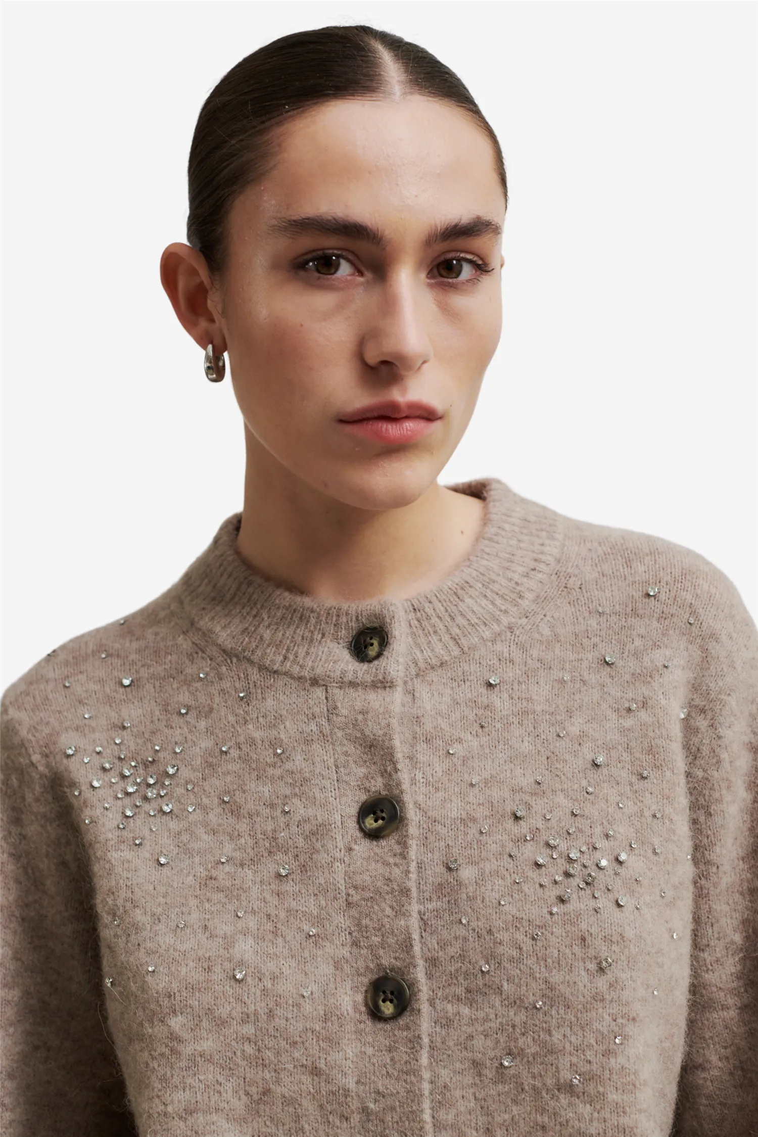 Sparkling Knit Cardigan Roasted Cashew