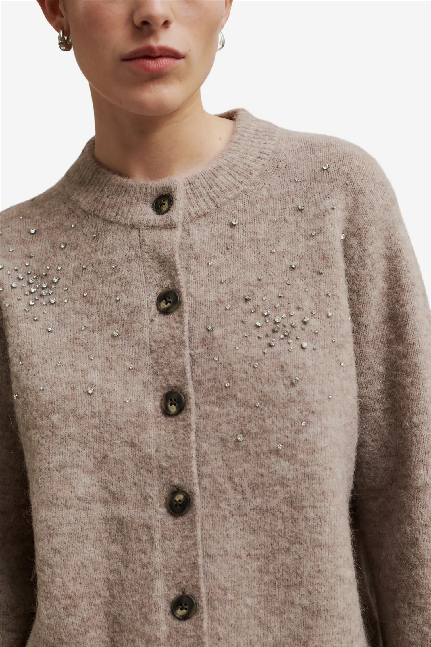 Sparkling Knit Cardigan Roasted Cashew