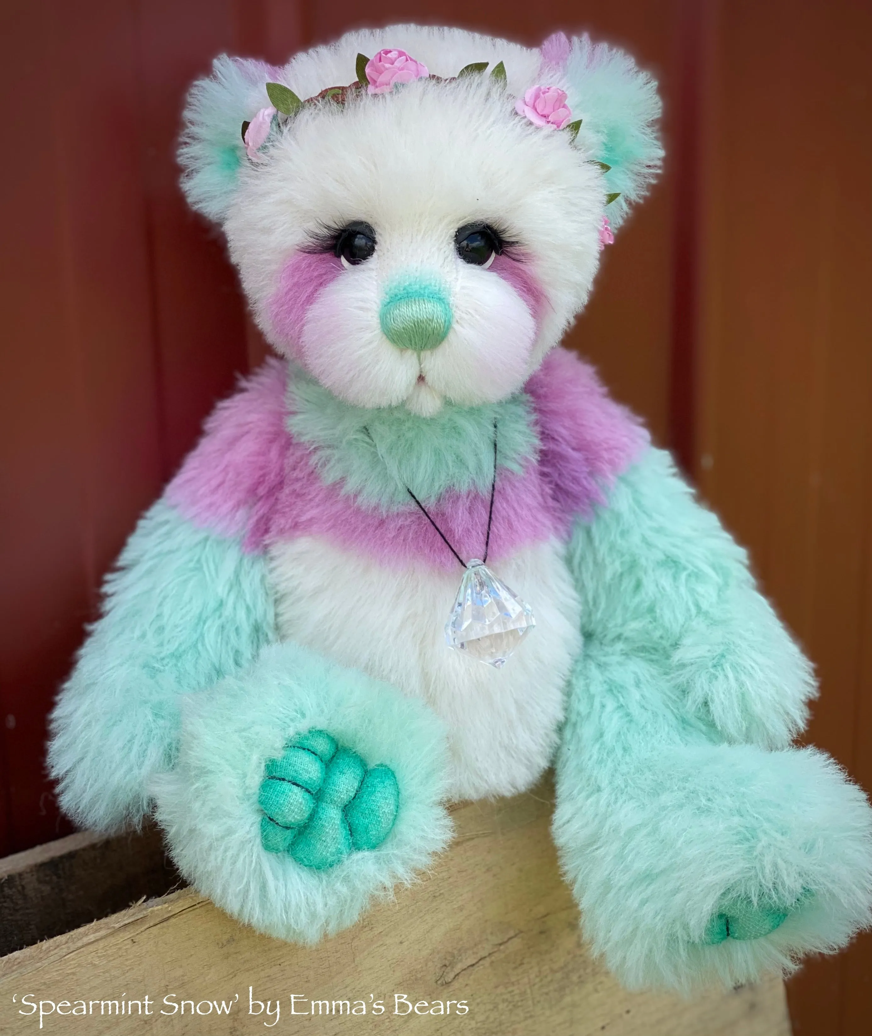 Spearmint Snow - 15" hand dyed alpaca artist bear by Emma's Bears - OOAK