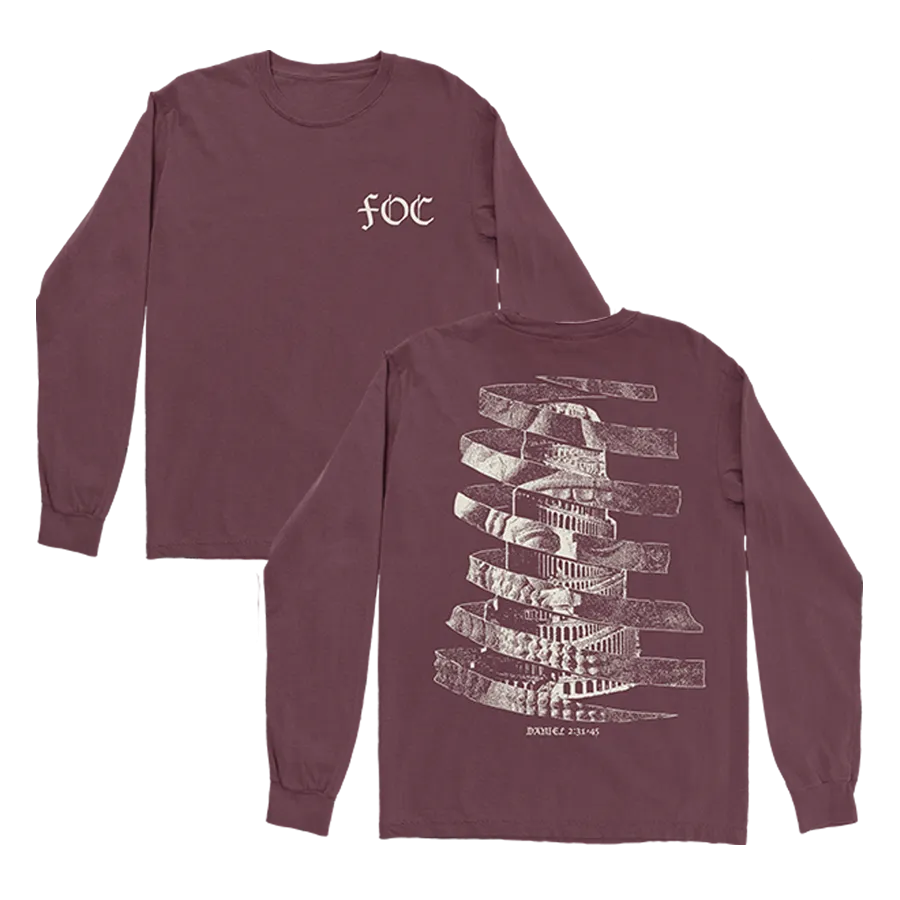 Spiral Majesty Longsleeve Burgundy T-Shirt   FEET OF CLAY Download