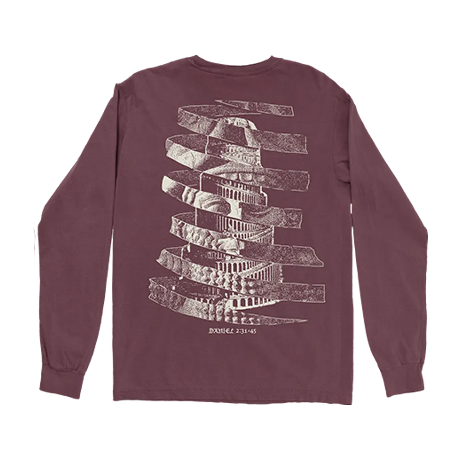 Spiral Majesty Longsleeve Burgundy T-Shirt   FEET OF CLAY Download
