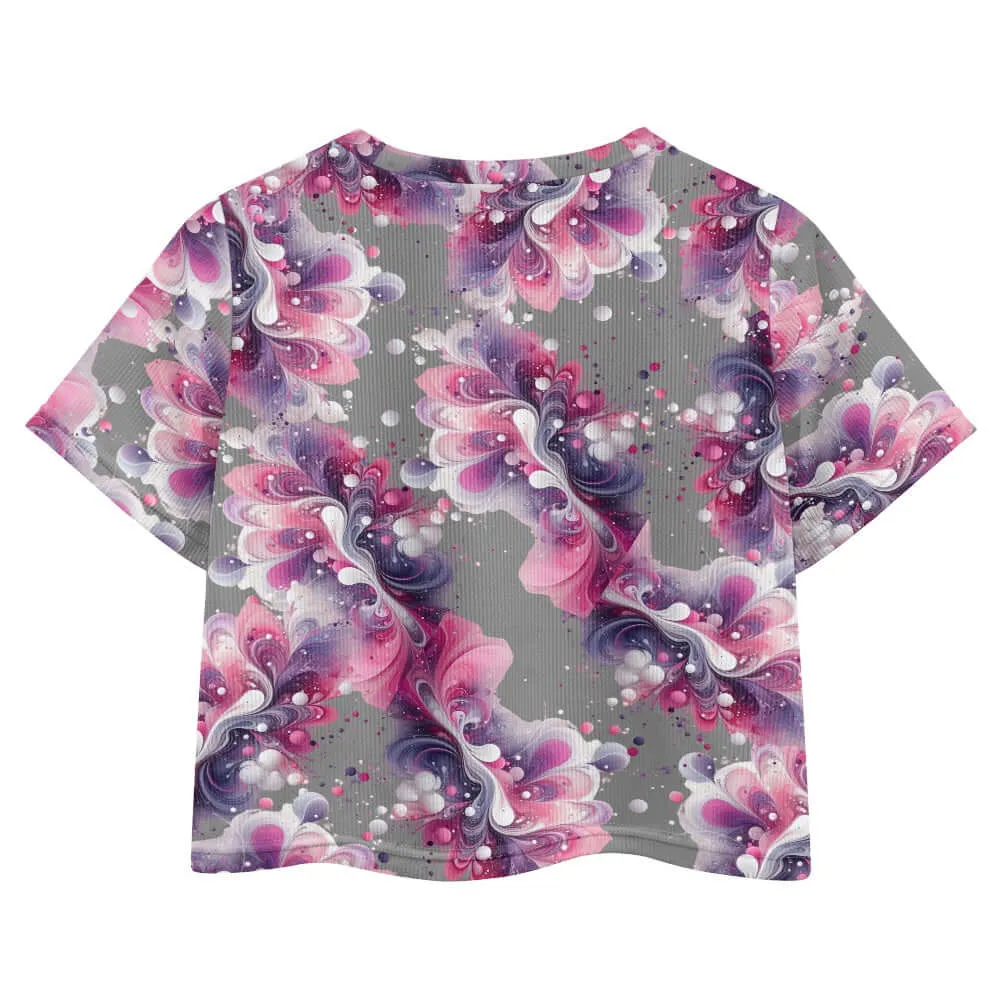 Splatter Gray Girls Crop T -shirt