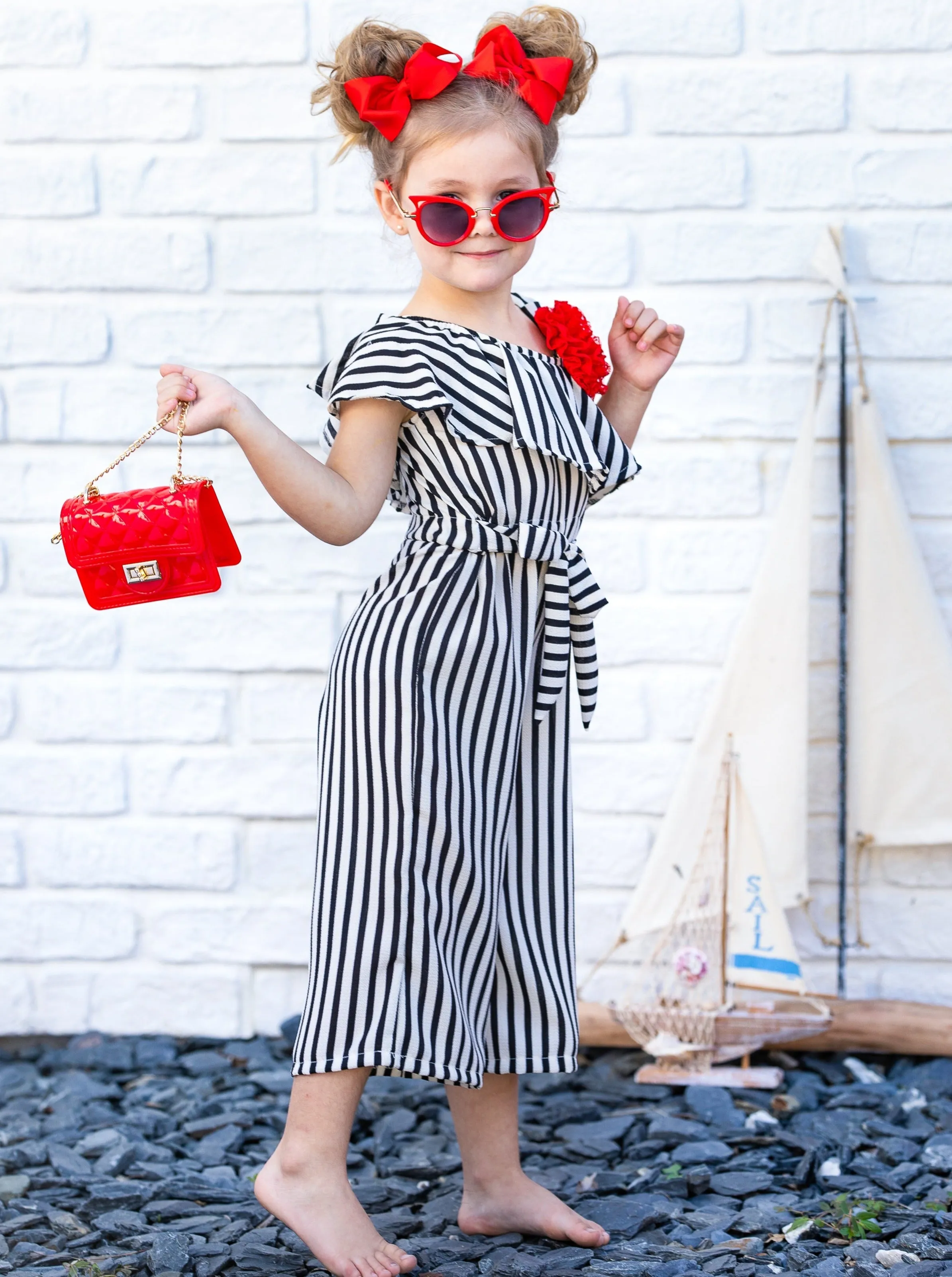 Stripe Obsessed Ruffle Bib Jumpsuit