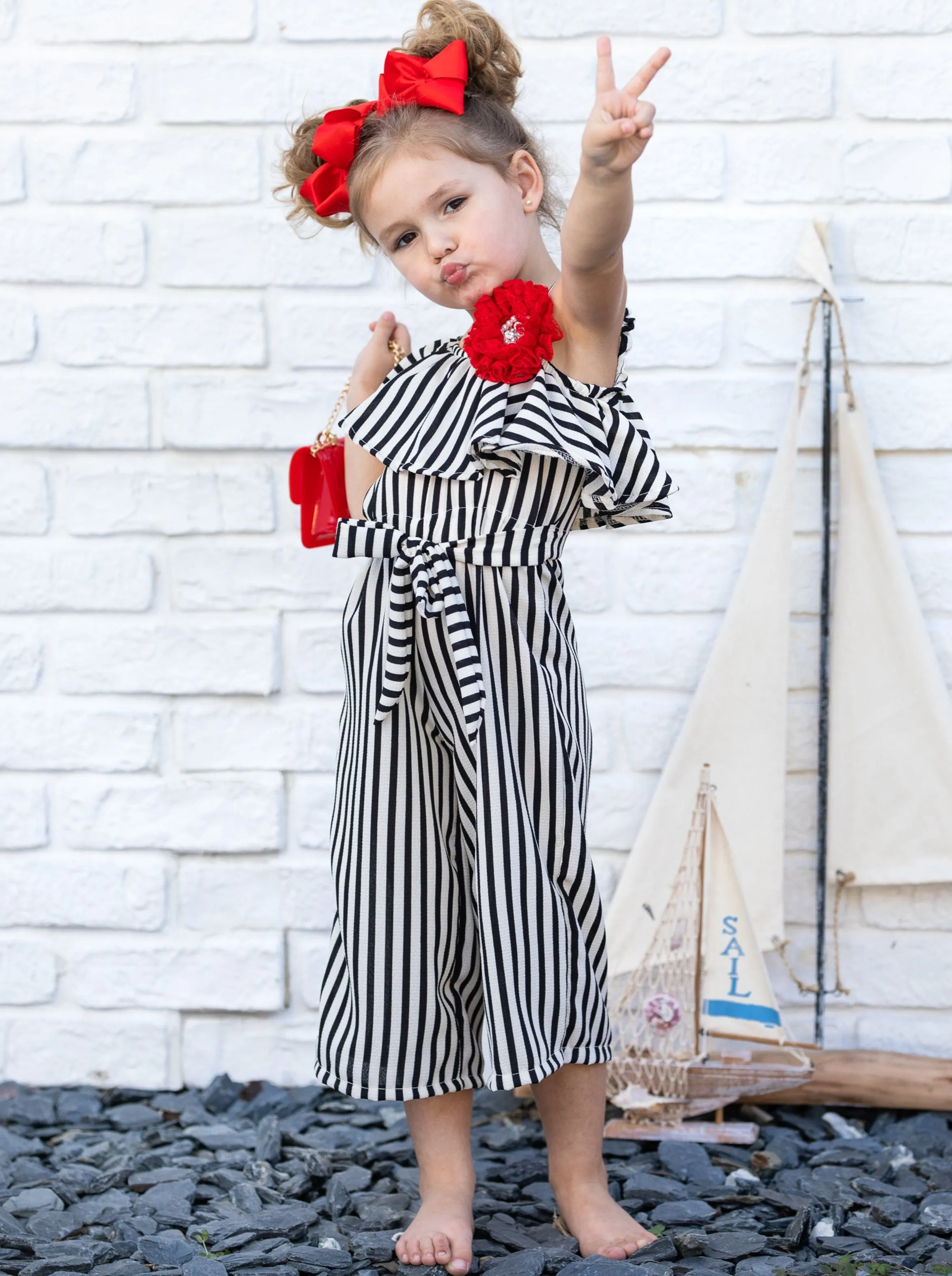 Stripe Obsessed Ruffle Bib Jumpsuit