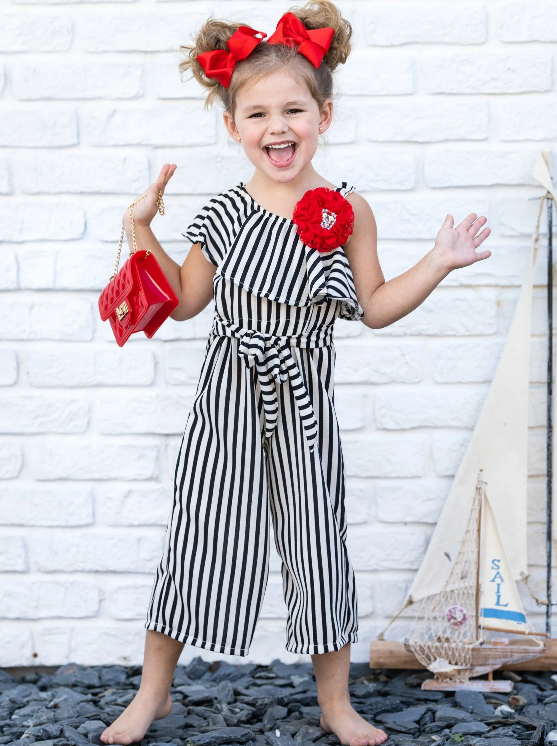 Stripe Obsessed Ruffle Bib Jumpsuit