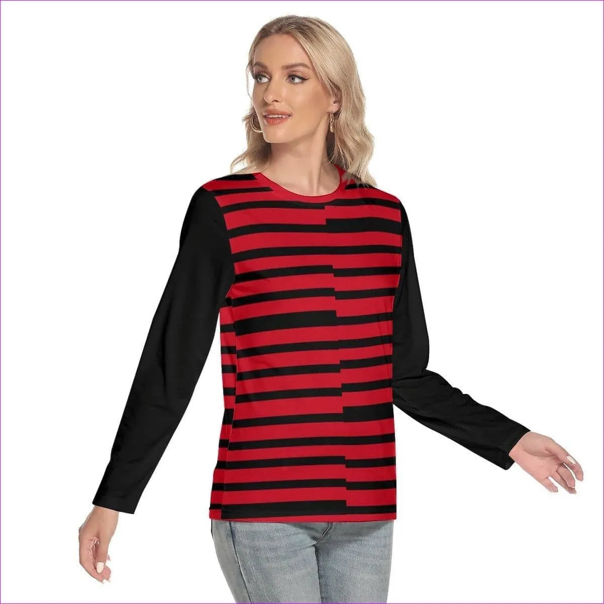 Striped Women's O-neck Long Sleeve T-shirt