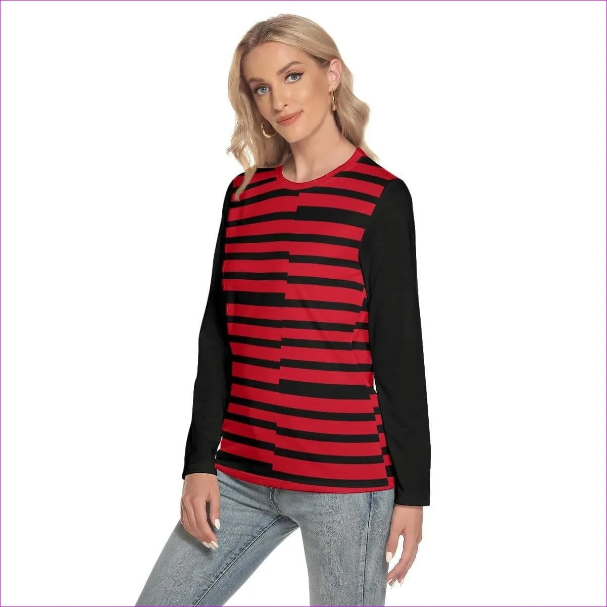 Striped Women's O-neck Long Sleeve T-shirt