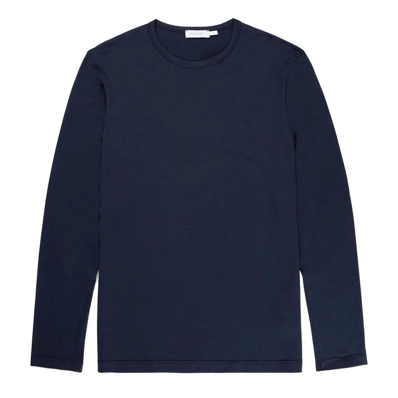 Sunspel Long Sleeve Crew Neck T-Shirt Navy