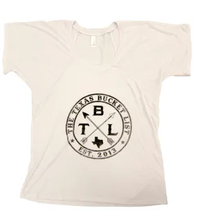 The Texas Bucket List Ladies Short Sleeved Shirt, White