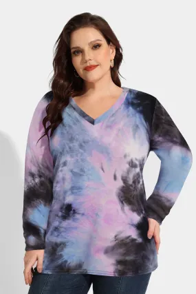 Tie Dye V Neck Long Sleeve Shirt