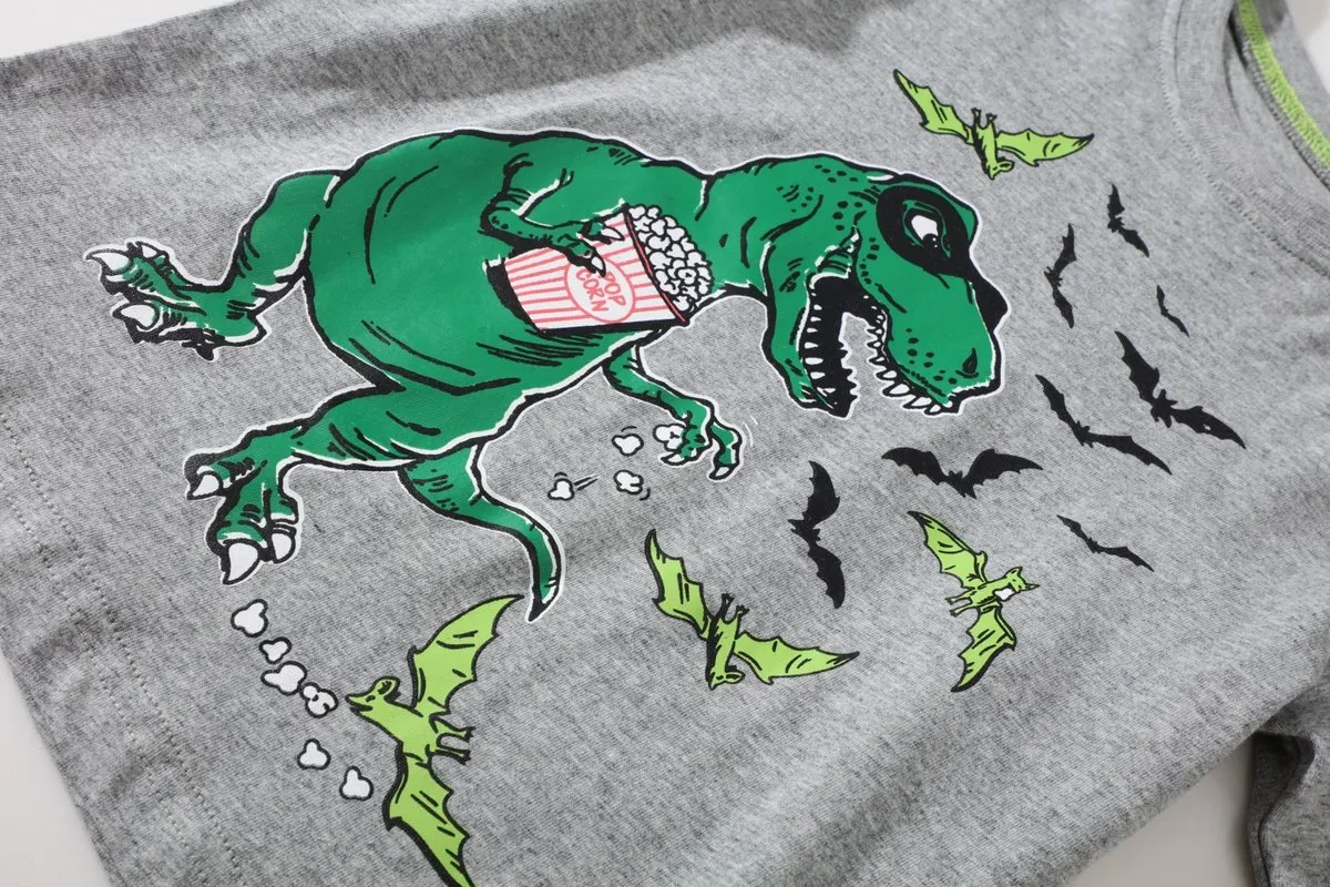 Toddler Boy's Long Sleeve Dinosaur Print Top