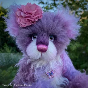 Tulip - 11" Hand-Dyed mohair and alpaca bear by Emma's Bears - OOAK