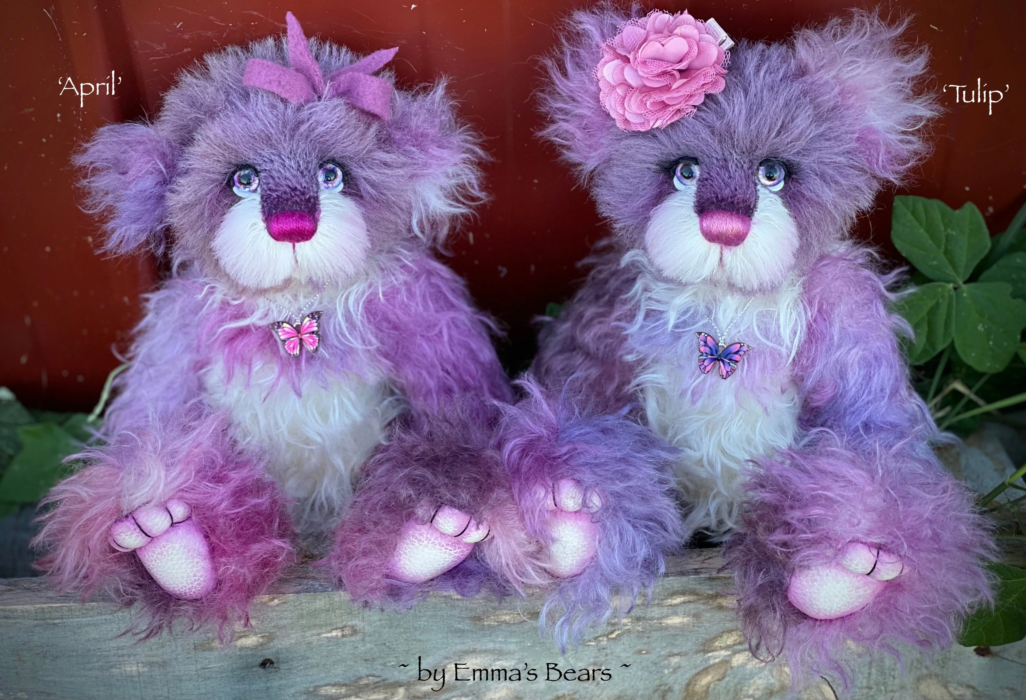 Tulip - 11" Hand-Dyed mohair and alpaca bear by Emma's Bears - OOAK