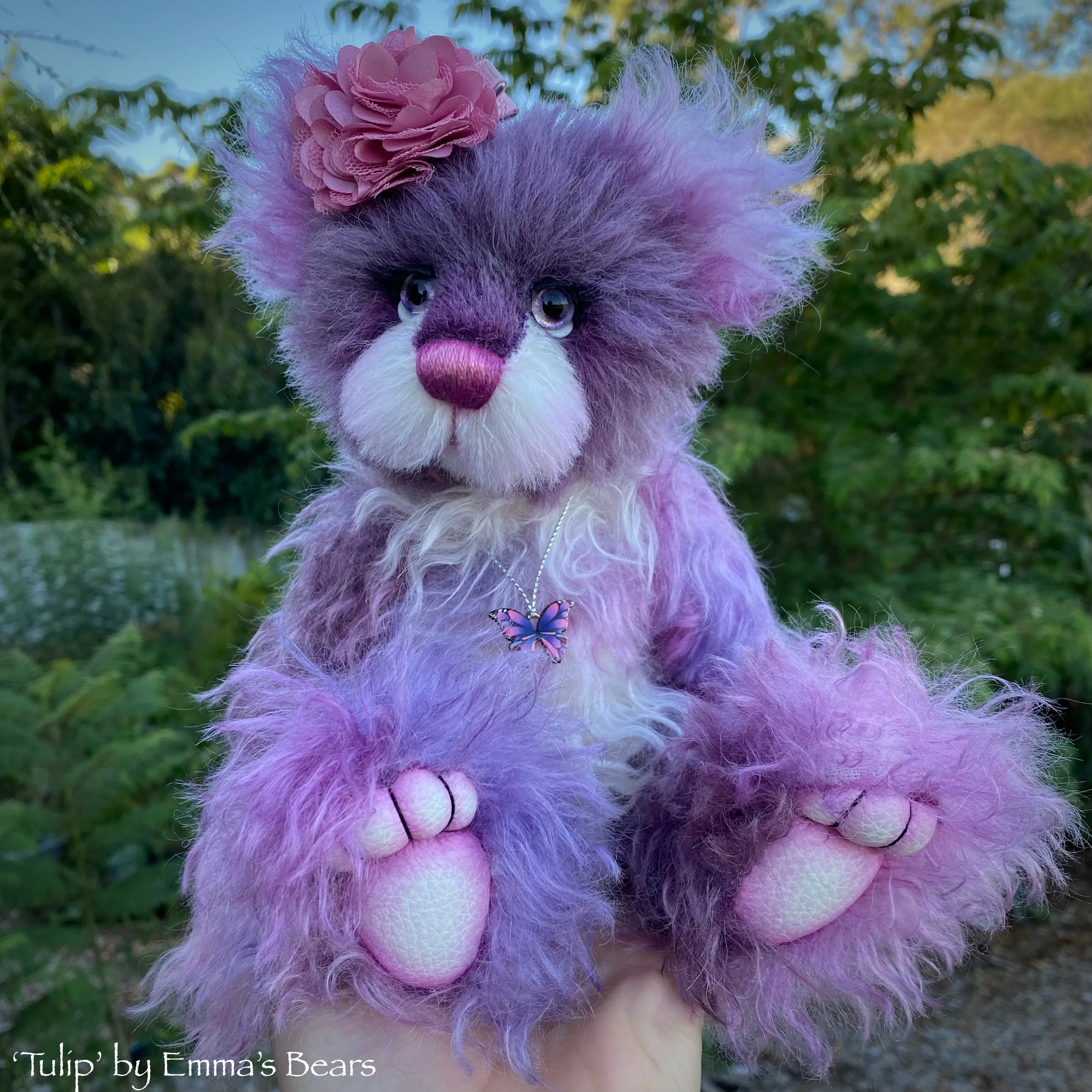 Tulip - 11" Hand-Dyed mohair and alpaca bear by Emma's Bears - OOAK