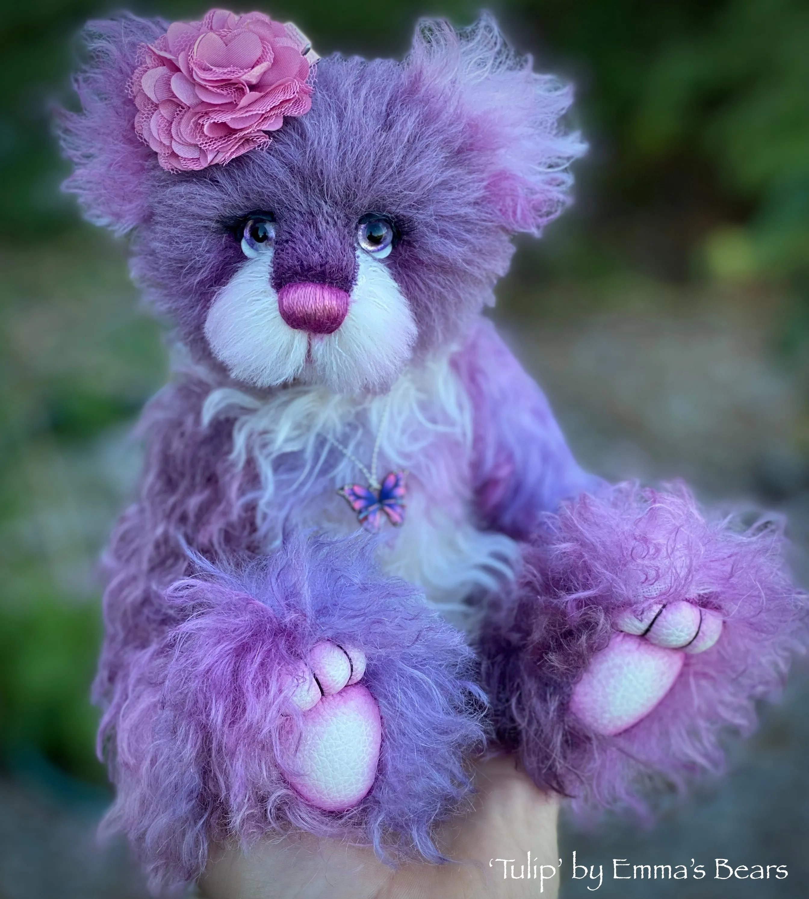 Tulip - 11" Hand-Dyed mohair and alpaca bear by Emma's Bears - OOAK