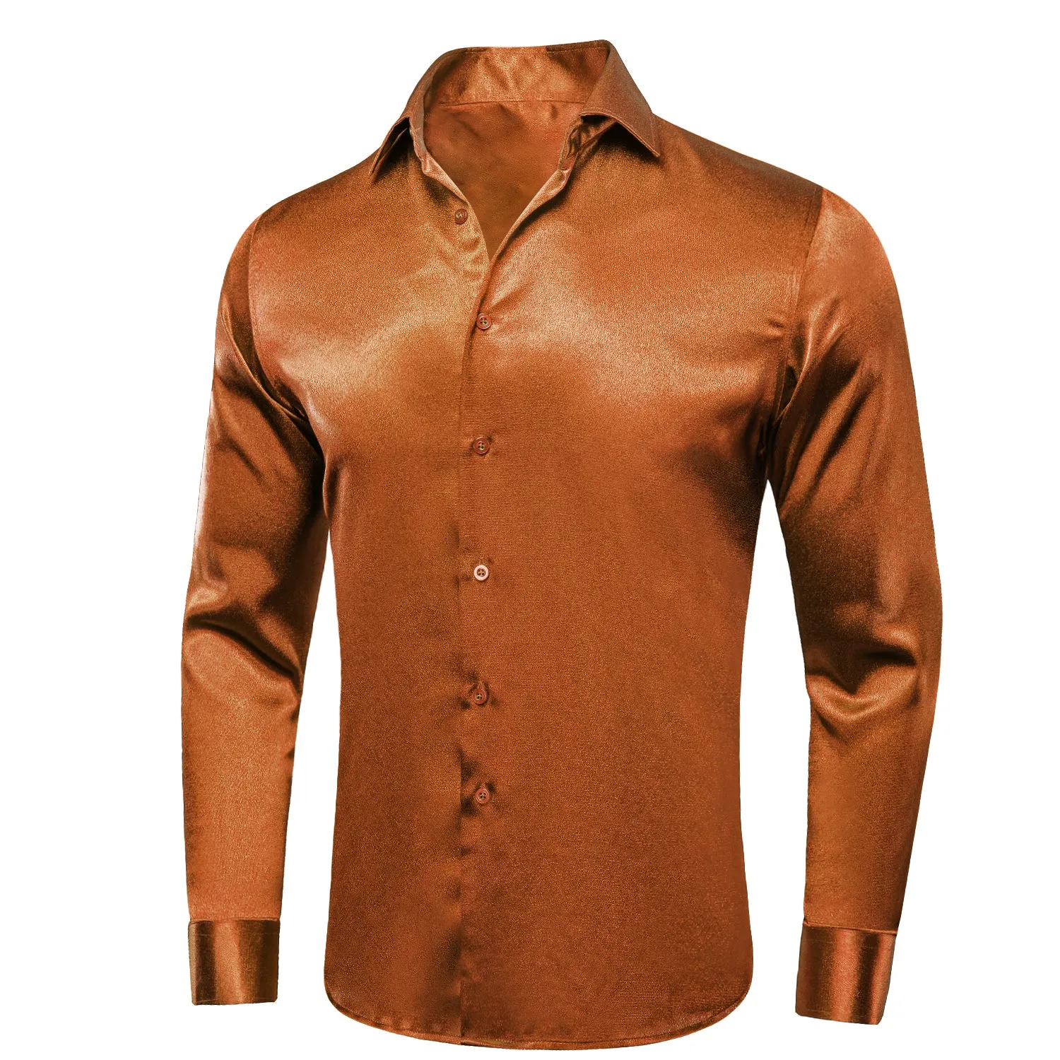 Turmeric Yellow Satin Silk Men's Long Sleeve Shirt