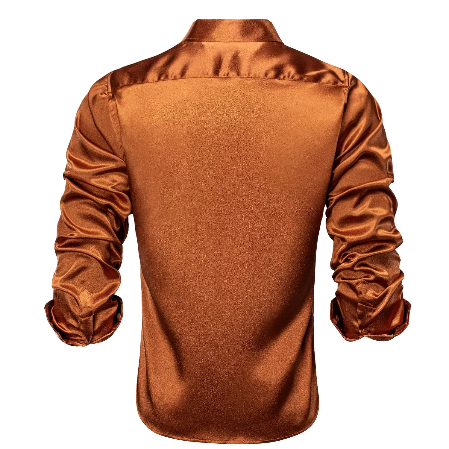 Turmeric Yellow Satin Silk Men's Long Sleeve Shirt