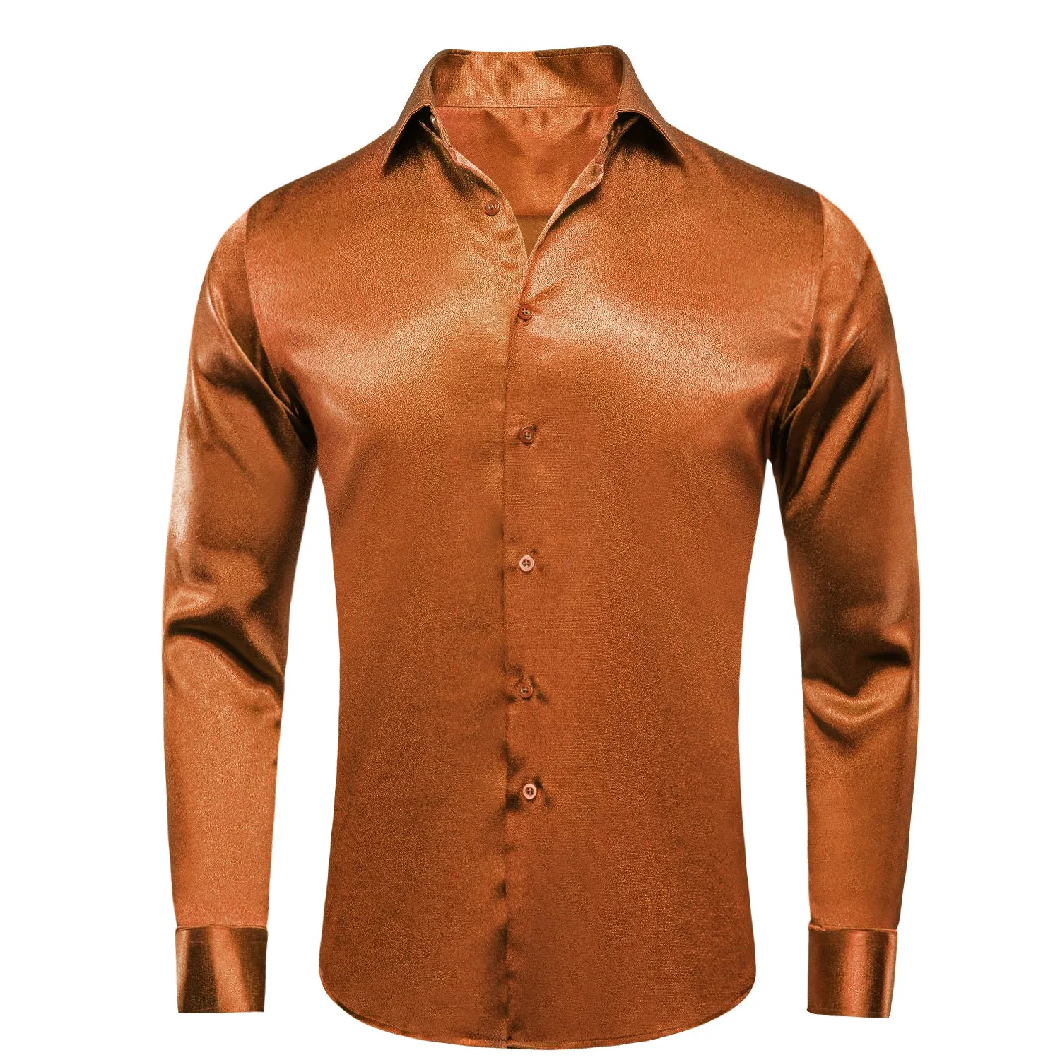 Turmeric Yellow Satin Silk Men's Long Sleeve Shirt