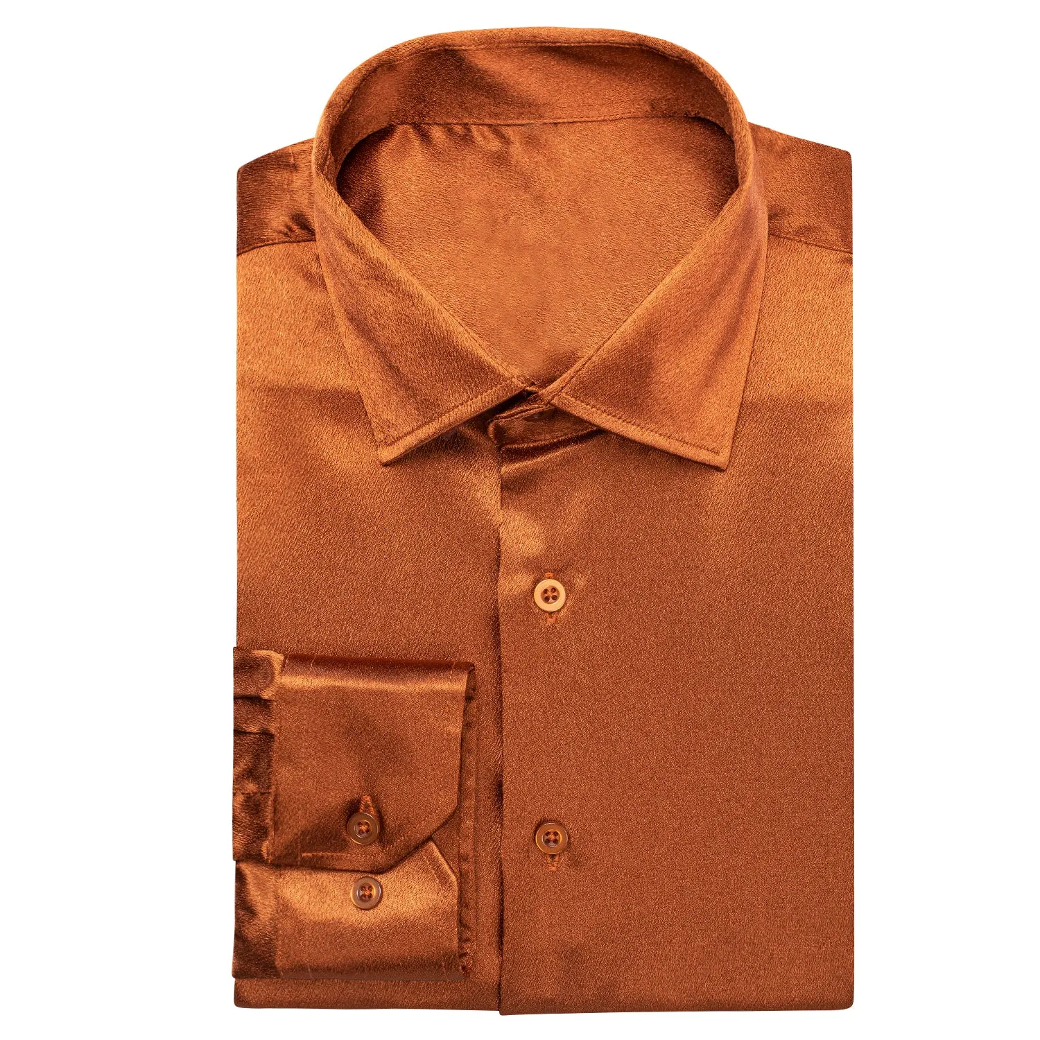 Turmeric Yellow Satin Silk Men's Long Sleeve Shirt
