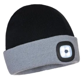 Two Tone LED Rechargeable Beanie Black/Grey