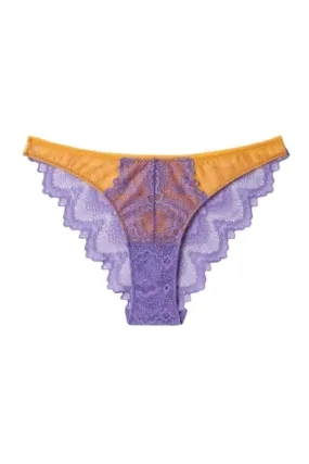 Understatement Underwear - Lace Mesh Bikini Briefs - Electric Lilac/Apricot