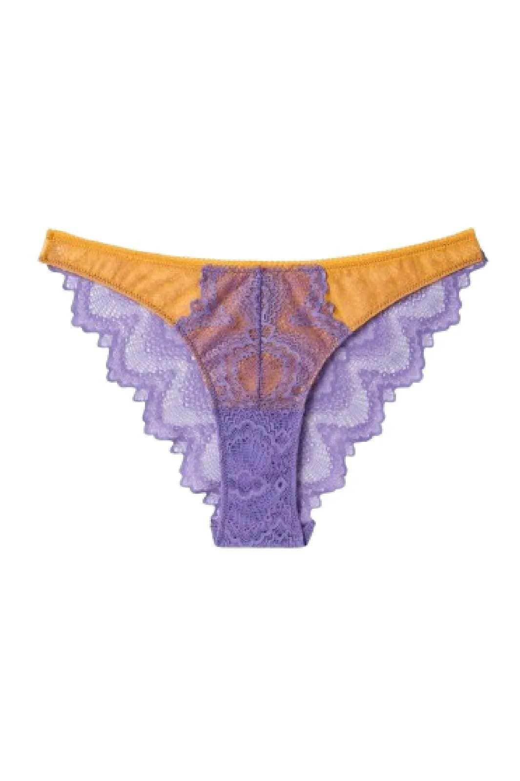 Understatement Underwear - Lace Mesh Bikini Briefs - Electric Lilac/Apricot