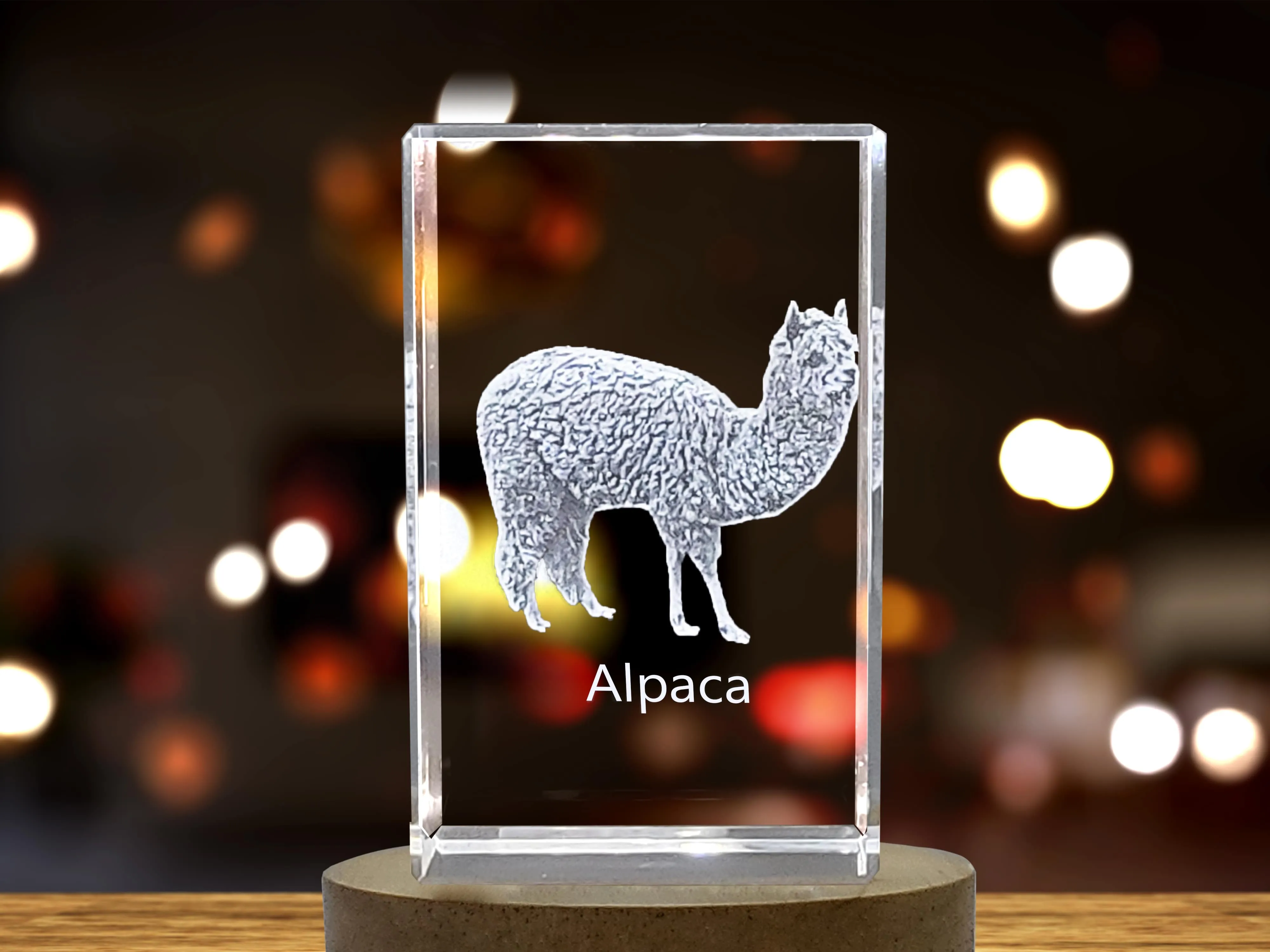 Unique 3D Engraved Crystal with Alpaca Design - Perfect Gift for Animal Lovers