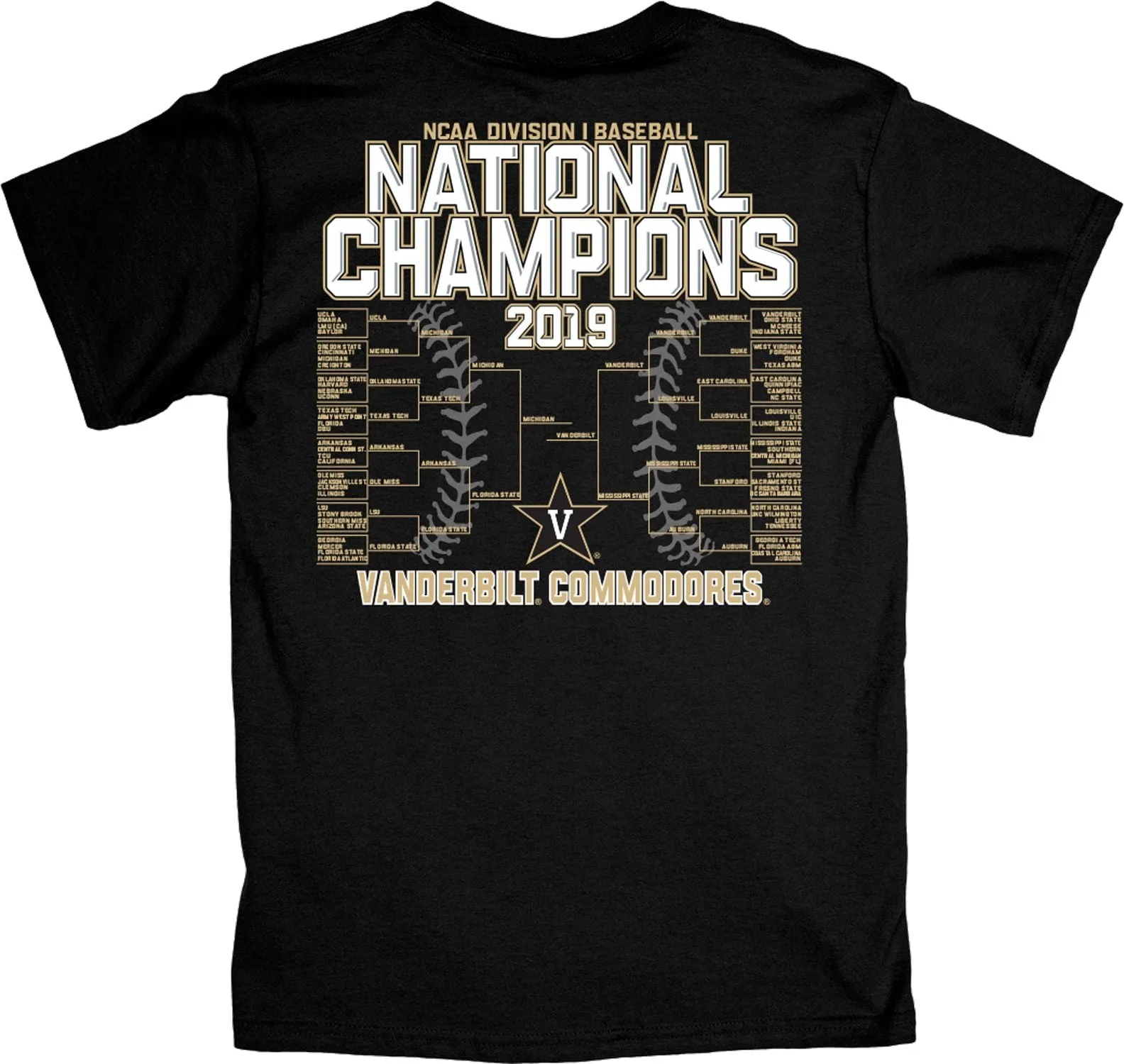 Vanderbilt Commodores 2019 College World Series CWS Champions Bracket T-Shirt