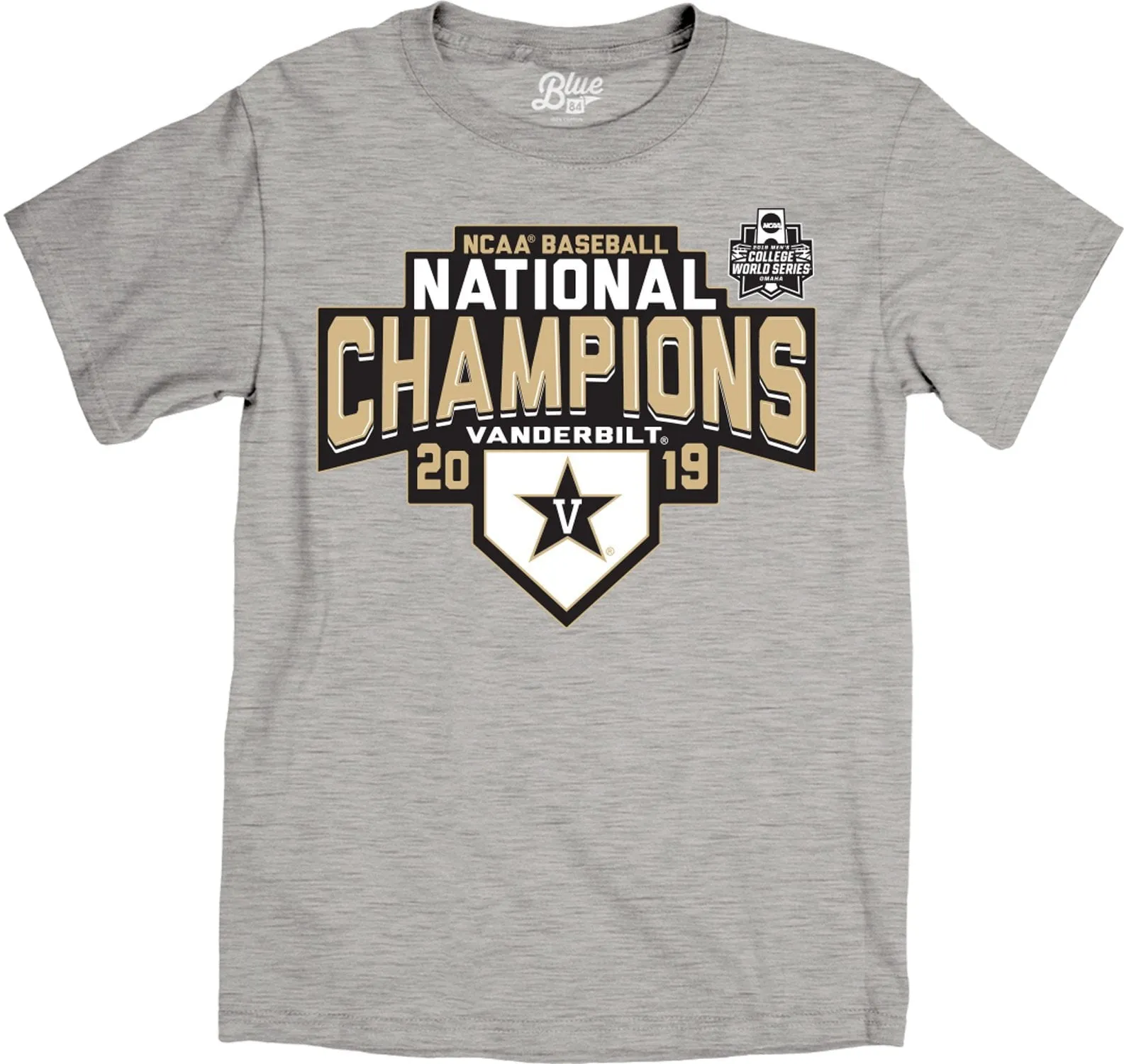 Vanderbilt Commodores 2019 College World Series CWS Champions Gray T-Shirt