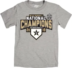 Vanderbilt Commodores 2019 College World Series CWS Champions Gray T-Shirt