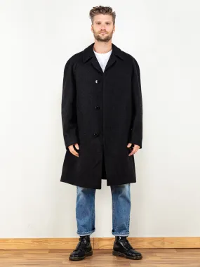 Vintage 70's Men Wool Blend Coat in Dark Grey