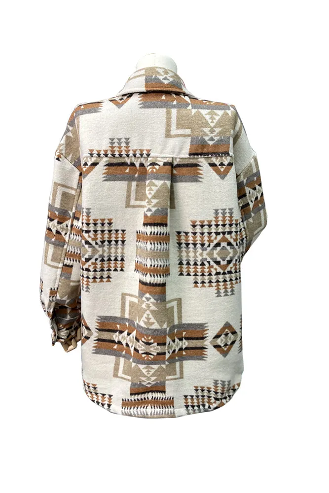 Western Aztec Pocketed Button Winter Outfits Coat