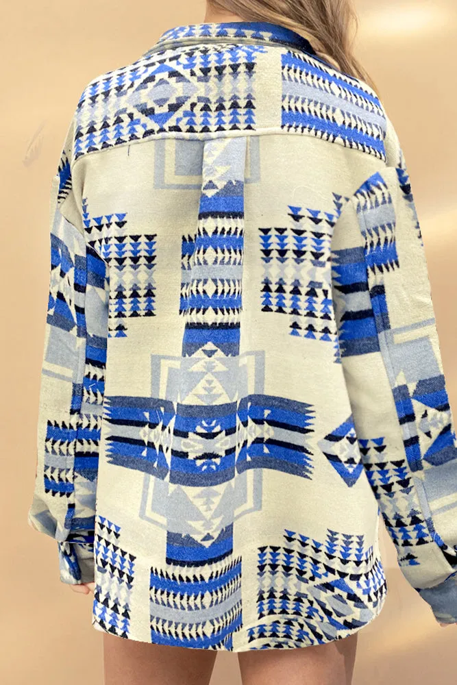 Western Aztec Pocketed Button Winter Outfits Coat