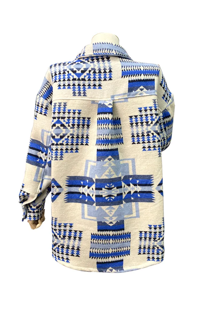 Western Aztec Pocketed Button Winter Outfits Coat