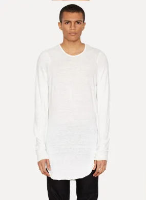 White Linen Jersey Intarsia T-Shirt