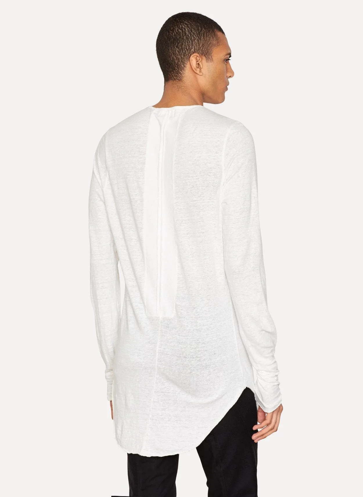 White Linen Jersey Intarsia T-Shirt