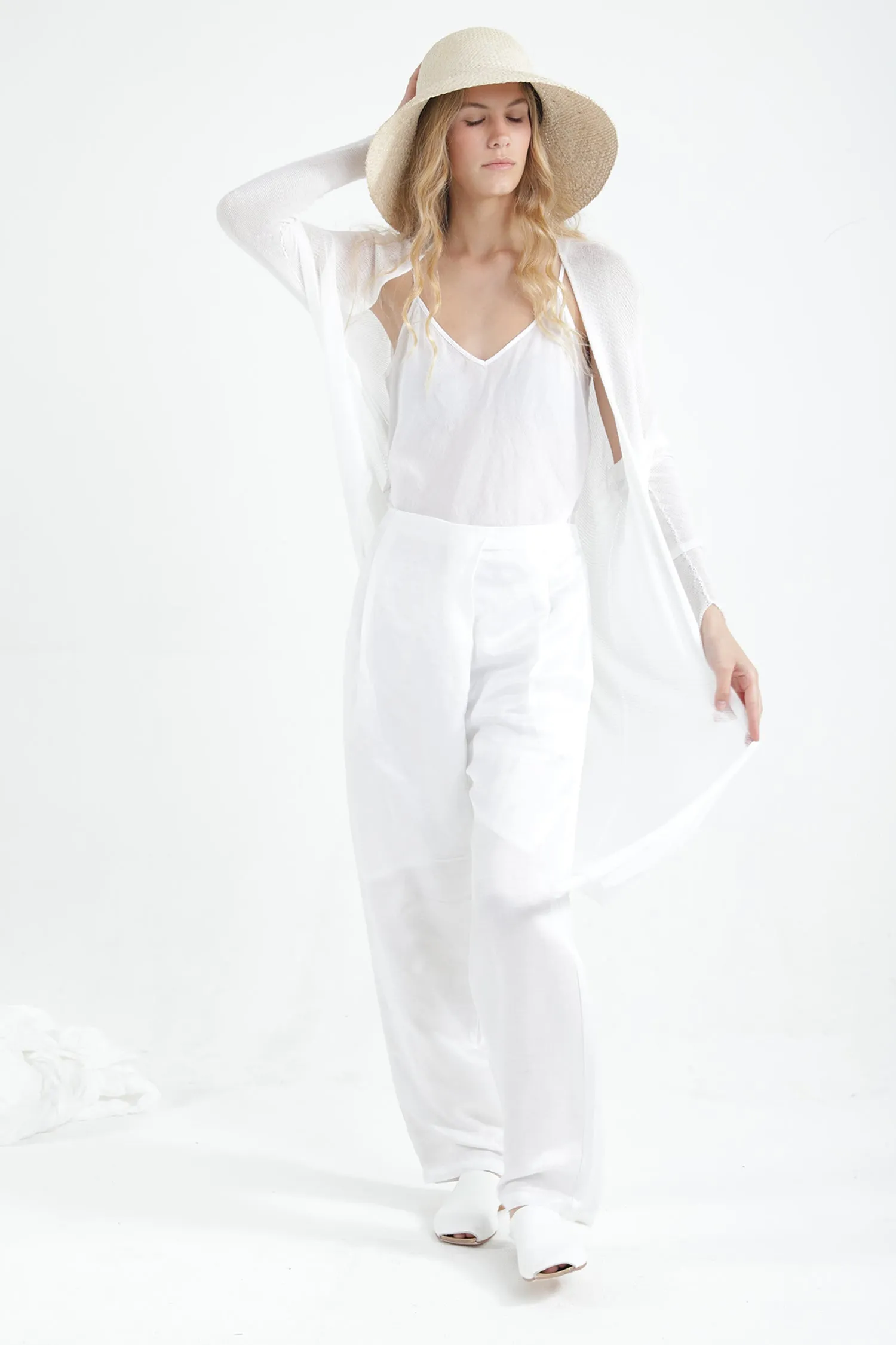White Long Bamboo Cardigan