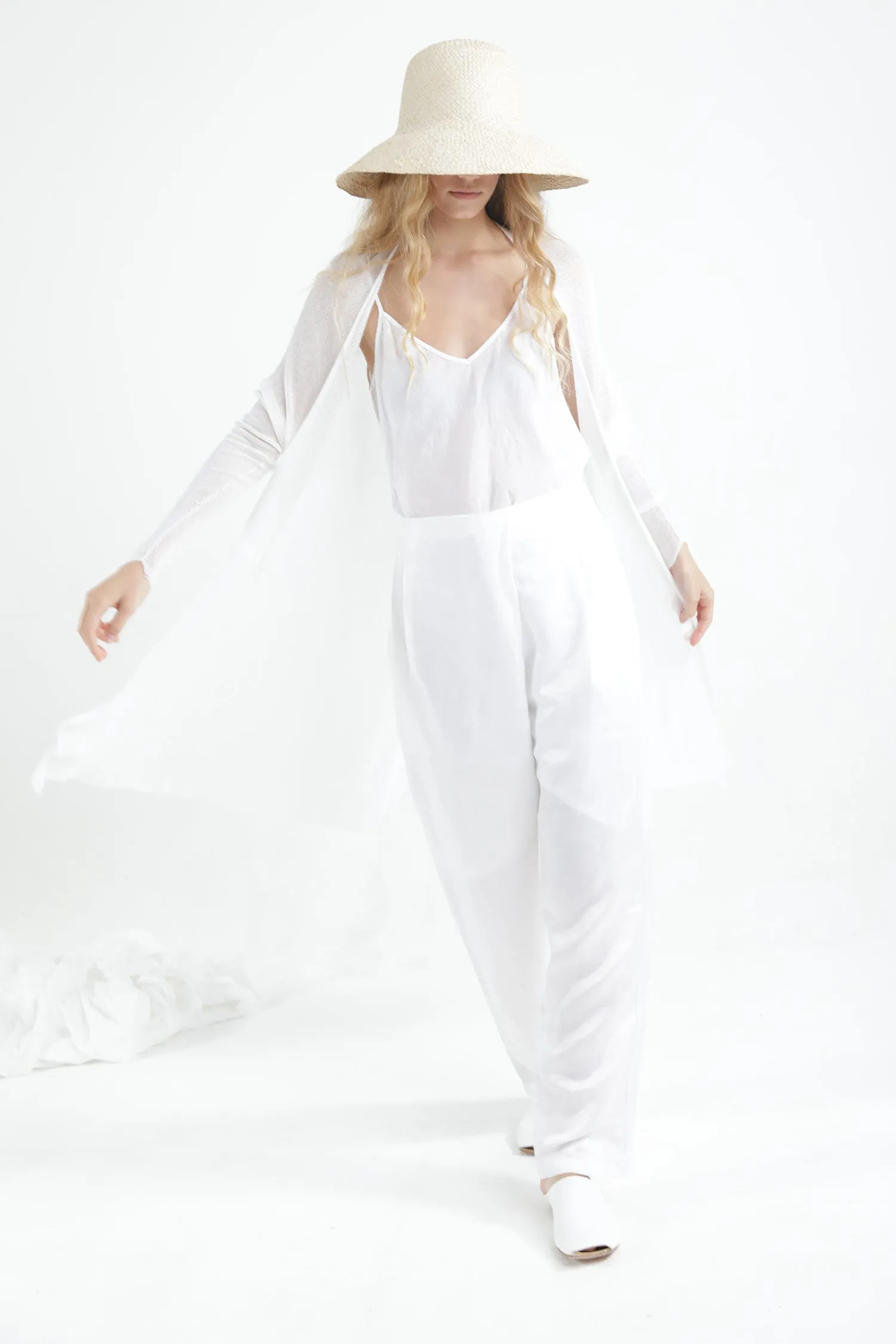 White Long Bamboo Cardigan