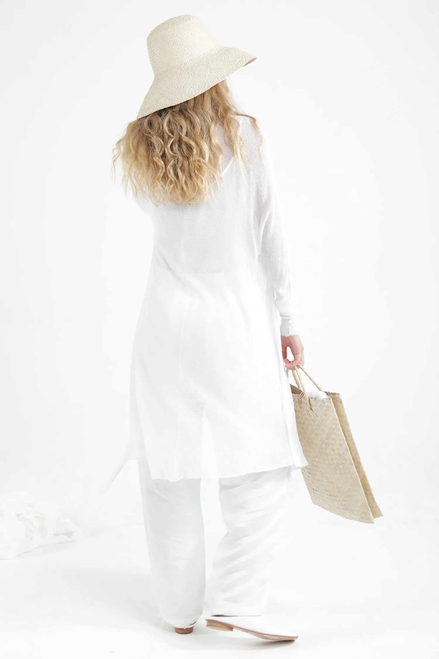 White Long Bamboo Cardigan