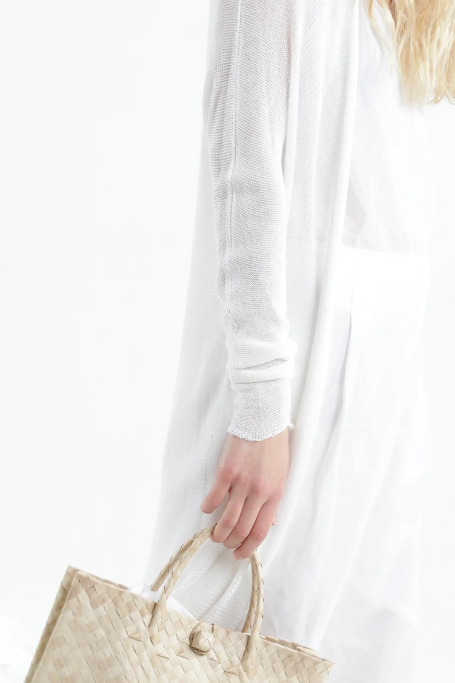 White Long Bamboo Cardigan