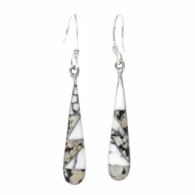 White Mosaic Long Teardrop Earrings Artisana