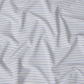 White Premium pure Italian 100% cotton shirting fabric with grey and blue print in stripe design-D16653