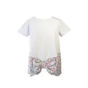 White Top with Ditsy Print Bow Detail