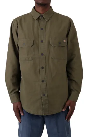 (WL658ML) Duck Flannel Lined Shirt - Military Green
