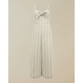 Women Daceyy-Linen Striped Jumpsuit - Ivory