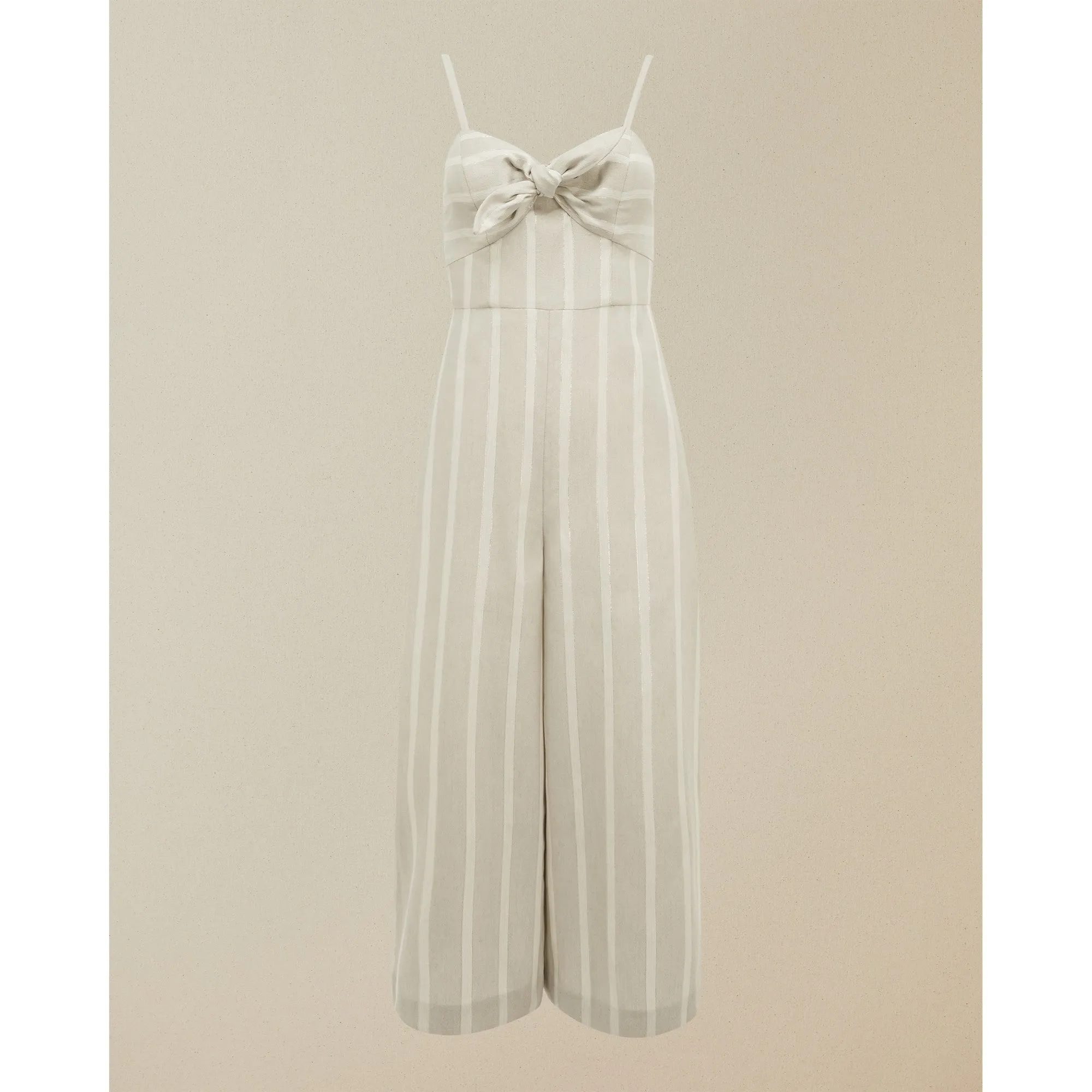 Women Daceyy-Linen Striped Jumpsuit - Ivory