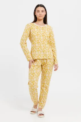 Women Printed Round Neck Pyjama Set (2 Piece)
