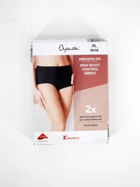Women's 2 Pcs Plain Solid Hign Waist Briefs,Black