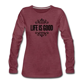 Womens Long Sleeve Graphic Tee, Life Is Good Illustration